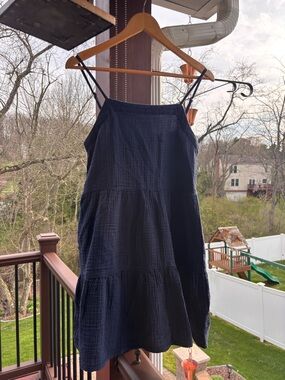 LOFT Beach - Navy Gauze Tiered Mini Sundress